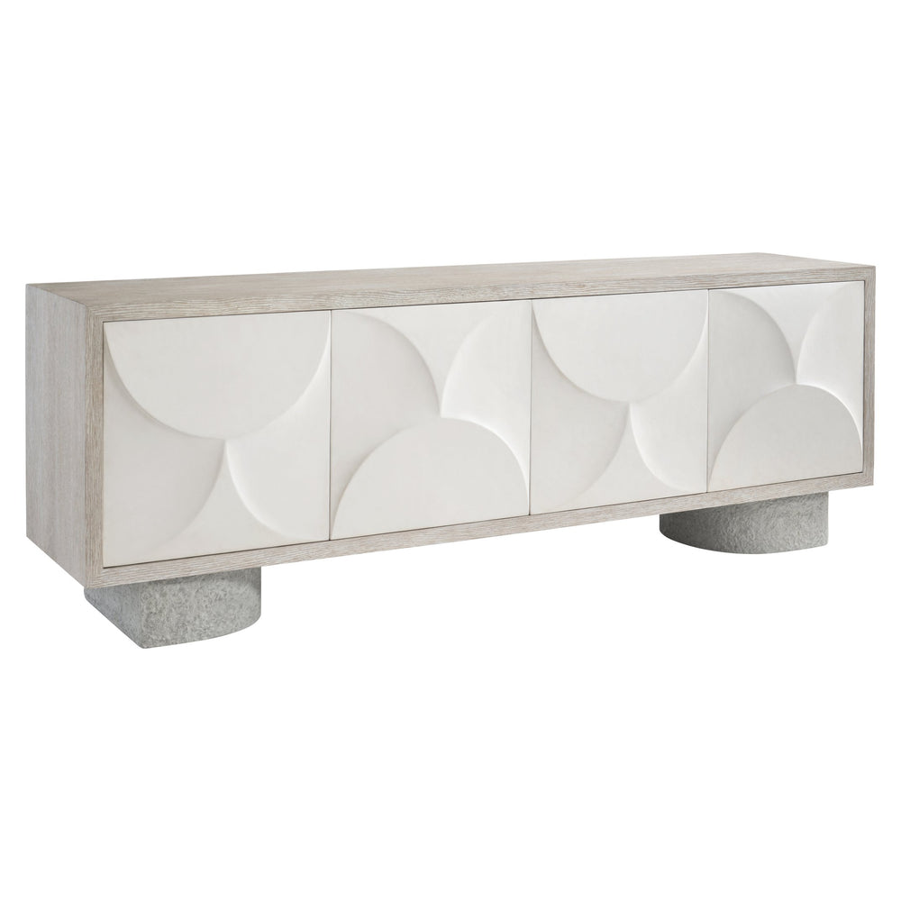 Bernhardt Bernhardt Flaxen Lunula Entertainment Credenza With Textured Cast-Resin Doors, Concrete Bases, Ample Storage 309880