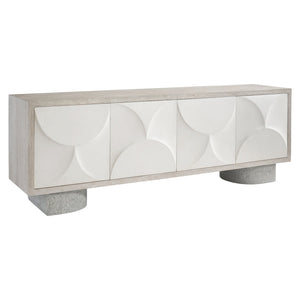Bernhardt Bernhardt Flaxen Lunula Entertainment Credenza With Textured Cast-Resin Doors, Concrete Bases, Ample Storage 309880