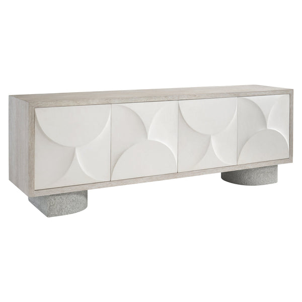 Bernhardt Bernhardt Flaxen Lunula Entertainment Credenza With Textured Cast-Resin Doors, Concrete Bases, Ample Storage 309880