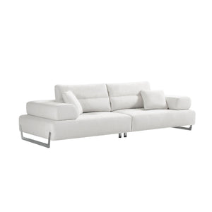 Pasargad Home Ravenna Modern Faux Suede Sofa With Sliding Backrest & Armrests For Ultimate Comfort White Faux Suede Pslm-012-3