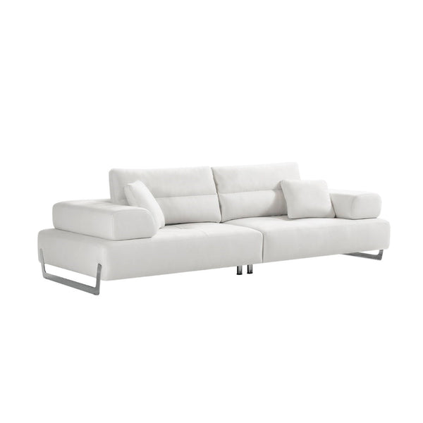 Pasargad Home Ravenna Modern Faux Suede Sofa With Sliding Backrest & Armrests For Ultimate Comfort White Faux Suede Pslm-012-3