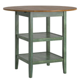 Homelegance By Top-Line Theordore Antique Finish Drop Leaf Round Counter Height Dining Set Green Rubberwood