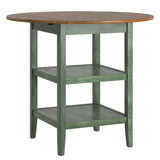 Homelegance By Top-Line Theordore Antique Finish 2 Side Drop Leaf Round Counter Height Table Sage Rubberwood
