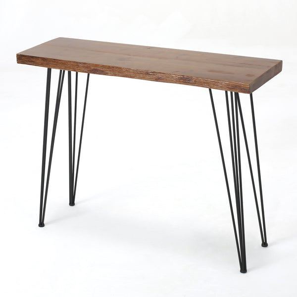 English Elm Christopher Knight Home® - BAR TABLE Rustic Natural MDF Top with Hairpin Iron Legs — Compact Stable Bistro Table for Small Spaces 62138.00