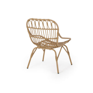 English Elm Harlem Faux Rattan Accent Chair Set of Two Bohemian Iron Frame Indoor Outdoor Seating 70654.00LBRN