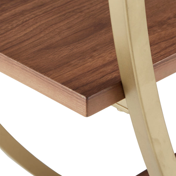 Homelegance By Top-Line Fonsie Natural Finish Gold Metal Half Moon Bookcase Gold Metal