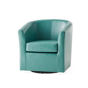English Elm Swivel Barrel Club Chair Upholstered 360 Degree Base for Living Room Reading Nook Turquoise 57685.00TUR