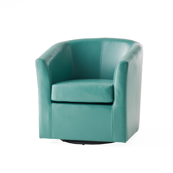 English Elm Swivel Barrel Club Chair Upholstered 360 Degree Base for Living Room Reading Nook Turquoise 57685.00TUR
