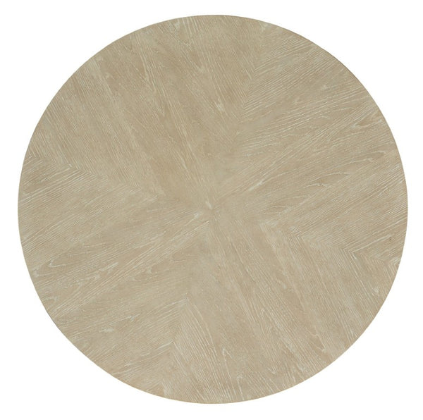 Hooker Furniture Cascade Round Cocktail Table — 42" Oak Veneer Top, Wire-Brushed Taupe Finish & Champagne Base On Casters 6120-80310-80