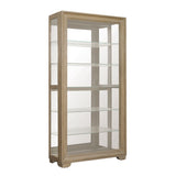 Light Wood Modern 5-Shelf Sliding Door Curio with LED Light Brown with Light Wood P021767 Pulaski Furniture