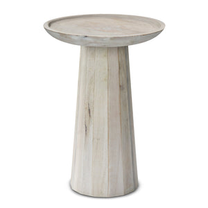 English Elm Dayton Handcrafted Wooden Accent Table with Sculptural Textured Finish — Multipurpose End or Side Table White B136P158438
