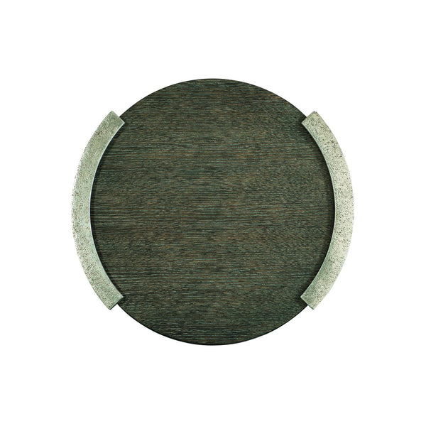 Bernhardt Bernhardt Gainsford Round End Table — Sandblasted Oak Top, Graphite Cast-Aluminum Legs, Rustic-Modern Accent (27.5") 396124