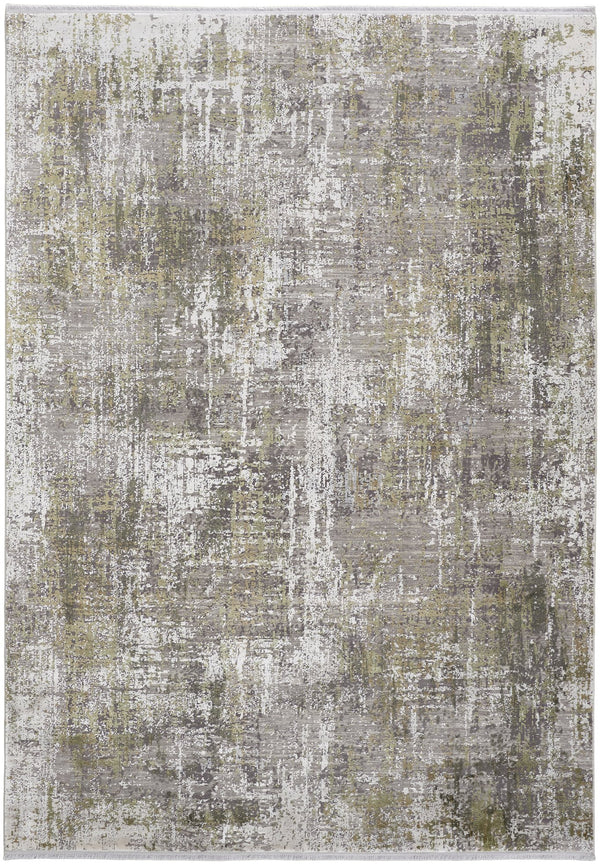 Feizy Rugs Cadiz Abstract Low Pile Rug - Modern Elegance With Distinctive Patterns Inspired By Spanish Architecture Green,Gray,Ivory Viscose,Acrylic 86639fxfggy000f04