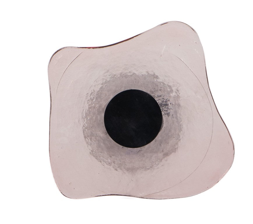 Hooker Furniture Memento Rose-Glass Accent Table With Dark Metal Base — Sculptural Bedside Or Sofa Side Table, Charity Support 5000-50011-97