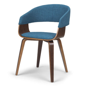 English Elm Lowell Bentwood Dining Chair - Stylish Blue Linen Upholstery, Mid-Century Modern Design & Comfort B136P158836