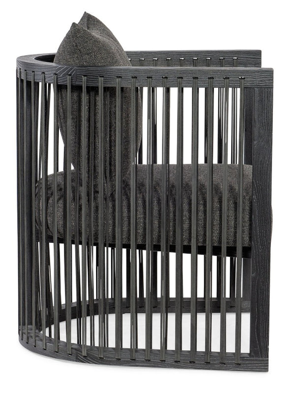 Hooker Furniture Wilde Charred Black Shou Sugi Ban Club Chair — Top-Grain Leather Straps, Sculptural U-Frame Comfort CC290-499