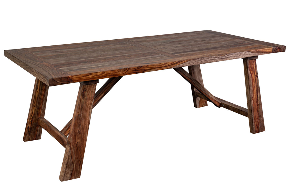 Porter Designs Kalispell Solid Sheesham Wood Dining Table - Handcrafted Arts & Crafts Elegance Brown Wood 07-196-01-2439