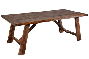 Porter Designs Kalispell Solid Sheesham Wood Dining Table - Handcrafted Arts & Crafts Elegance Brown Wood 07-196-01-2439