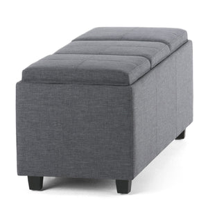 English Elm Avalon Storage Ottoman - Slate Grey Multi-Functional Bench With Hidden Storage & Serving Trays B136P158114
