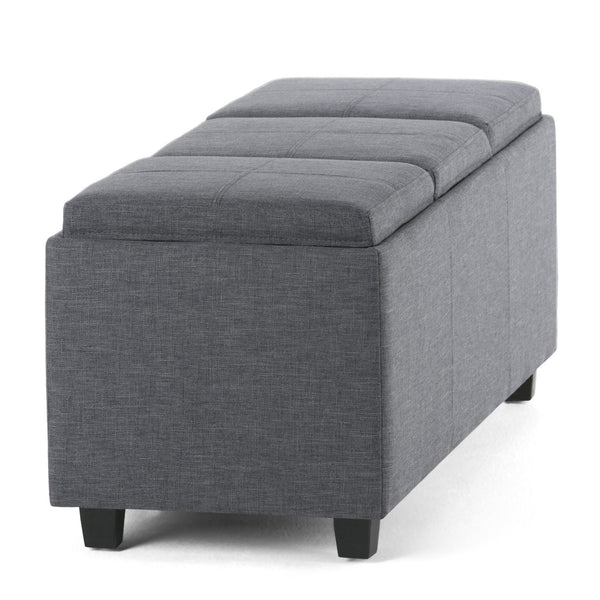 English Elm Avalon Storage Ottoman - Slate Grey Multi-Functional Bench With Hidden Storage & Serving Trays B136P158114