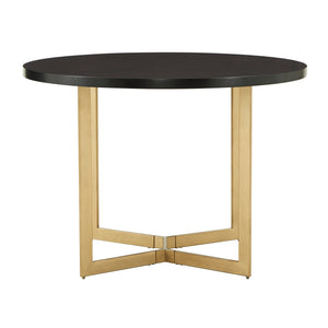 Homelegance By Top-Line DuBose Black Finish 45" Round Table with Gold Metal Base Black Wood