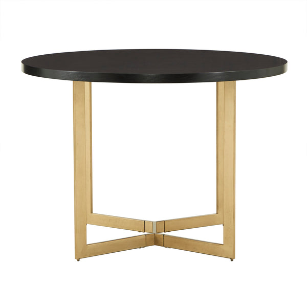 Homelegance By Top-Line DuBose Black Finish 45" Round Table with Gold Metal Base Black Wood