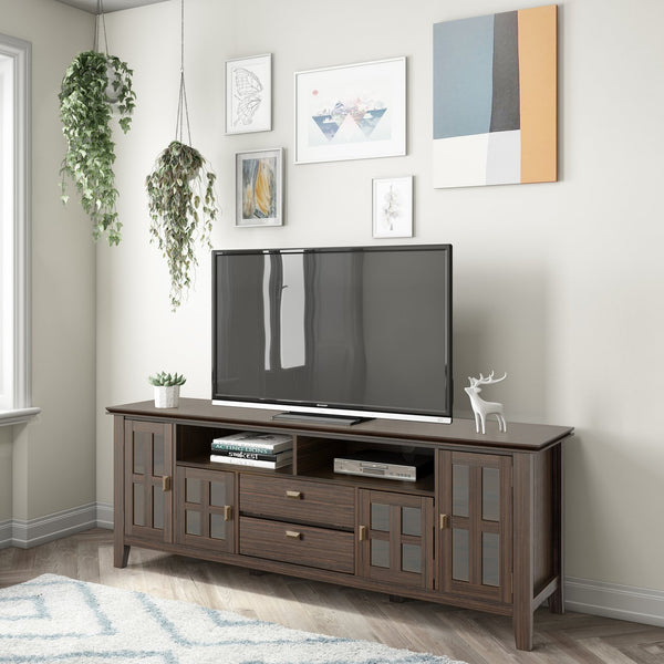 English Elm Artisan 72" Tv Media Stand - Handcrafted Farmhouse Brown With Storage & Cable Management Solutions B136P158699