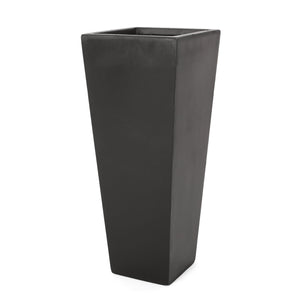English Elm Ella Handcrafted Cast Stone Outdoor Planter Tapered Architectural Design for Patio 69576.00BLK