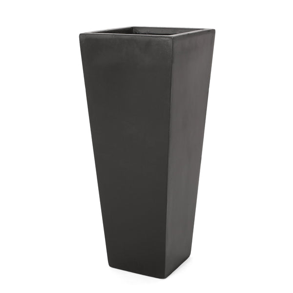 English Elm Ella Handcrafted Cast Stone Outdoor Planter Tapered Architectural Design for Patio 69576.00BLK