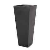 Christopher Knight Home® - Noble House - - 13" X 32.5" Outdoor Modern Mgo Cast Stone Planter, Black