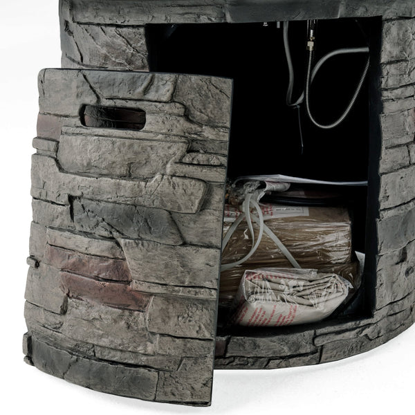 English Elm Outdoor Round Propane Fire Pit Table Mgo Stone Finish 40000 Btu Patio Heater 57564.00GRY-40K