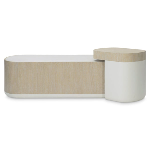 Bernhardt Bernhardt Solaria Side Table With Dune Finish, Faux-Stone Base, Flyover Overhang For Sofa Access 310122