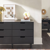 Simple 6 Drawer Dresser with Cut Out Handles Black HANB5BBLC Walker Edison