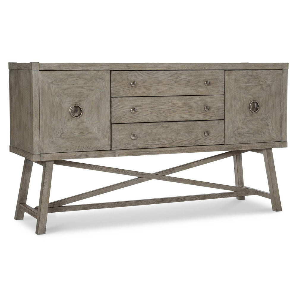 Bernhardt Bernhardt Weathered Pewter Albion Sideboard With X-Stretcher Base, 3 Drawers & Adjustable Shelves 311130