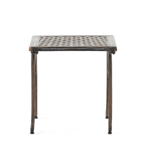English Elm Laughlin Cast Aluminum Outdoor End Tables Antique Copper Patina Old World Patio Set 54043.00