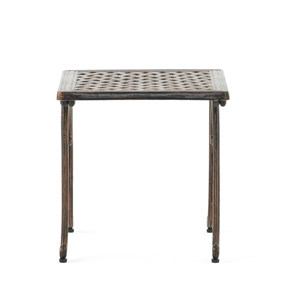 English Elm Laughlin Cast Aluminum Outdoor End Tables Antique Copper Patina Old World Patio Set 54043.00