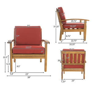 English Elm Christopher Knight Home® - Peyton Club Chair – Stylish Outdoor Seating With Plush Cushions, Durable Acacia Wood & Weather-Resistant Design 57973.00RED