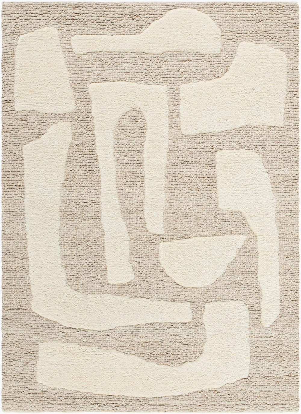 Surya Zigana Handmade Wool Rug 5'3" X 7'7" - Bohemian Global Style, High Pile Comfort, Easy Care Beige Wool Zgn2300-67910