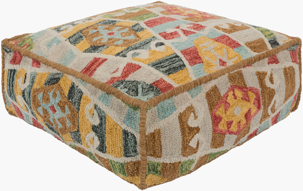 Surya Zagros 24"X24" Hand-hooked Floor Pillow - Elegant Global Design For Eclectic Home Decor Charm Light Gray Cotton,Cotton,Polyester,Polyfill Zgpf002-24248