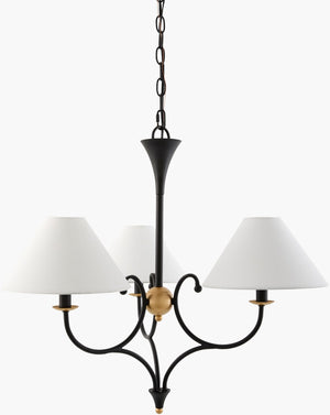 Livabliss Zingari Arts and Crafts Iron Frame Chandelier with Linen Shade for Dining Rooms ZGR-001