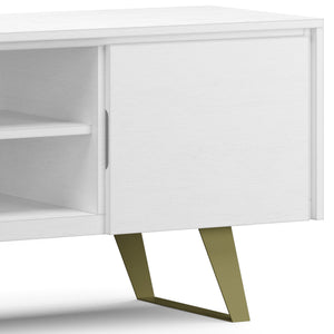 English Elm Lowry Tv Media Stand - Vintage Industrial White Acacia With Metal Accents For Modern Living Rooms B136P158867