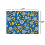 Christopher Knight Home® - Noble House - Viola Outdoor 6'7" X 9'2" Floral Area Rug, Blue and Green