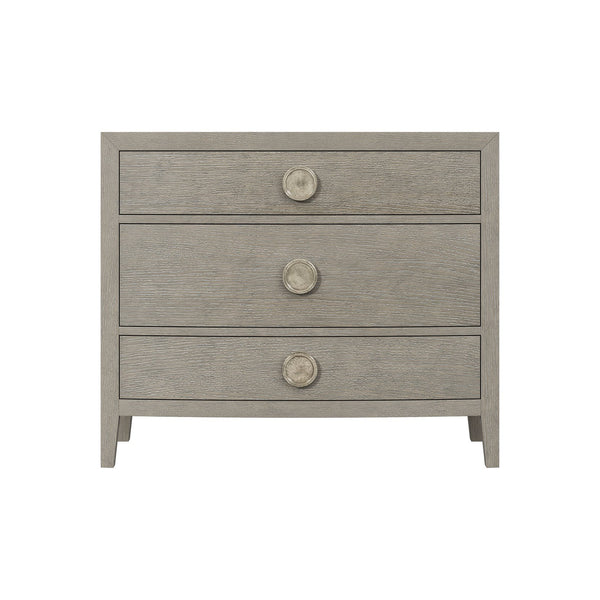 Bernhardt Bernhardt Cerused Greige Linea Bachelor's Chest — Bowfront Oak Veneers, Jewelry-Like Metal Pulls, Rustic-Modern Storage 384230G