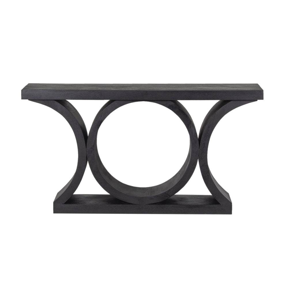 Porter Designs Porter Brockton Solid Mango Wood Console Table - Modern Geometric Design, Rich Black Finish Black Wood 05-108-10-5662
