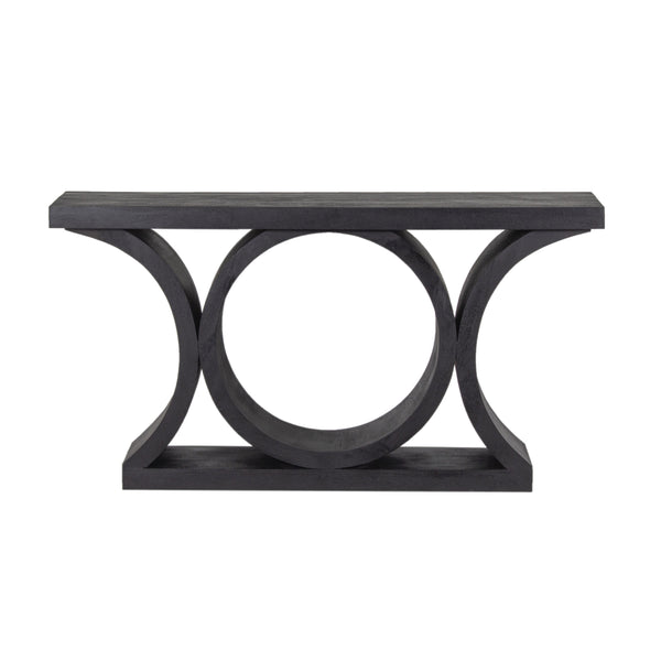 Porter Designs Porter Brockton Solid Mango Wood Console Table - Modern Geometric Design, Rich Black Finish Black Wood 05-108-10-5662
