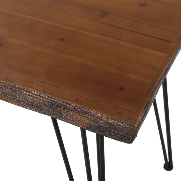English Elm Christopher Knight Home® - DINING Faux Live Edge Fir Veneer Table with Black Hairpin Iron Legs, Natural Industrial Style 62137.00