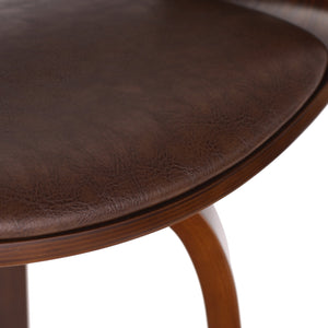 English Elm Christopher Knight Home® - BAR STOOL Mid-Century Modern Faux Leather Swivel with Walnut Veneer Frame and Chrome Footrest Dark Brown 67494.00PUDBRN