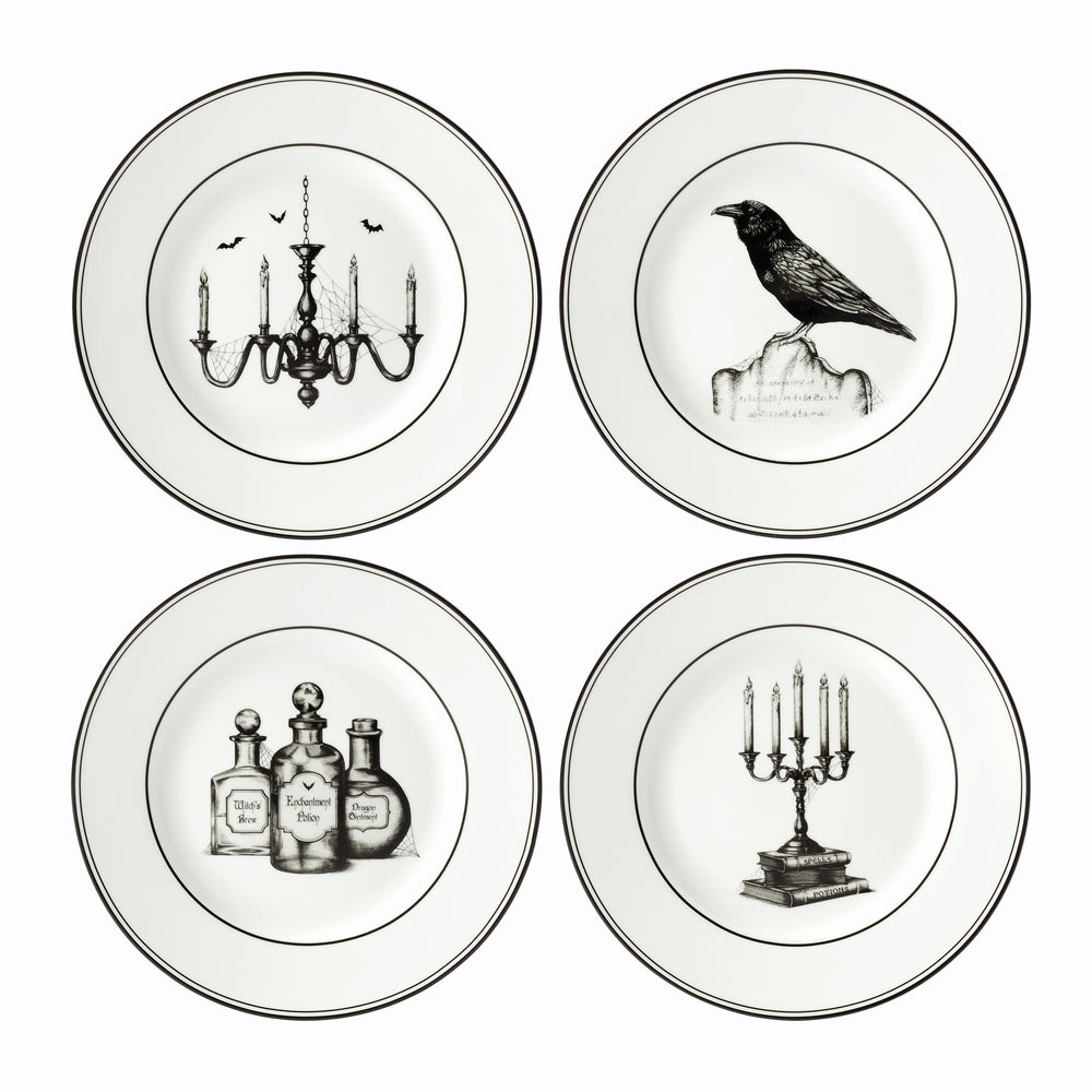 Lenox Vintage Halloween 4-Piece Dessert Plate Set Multi, WHITE PORCELAIN 891431