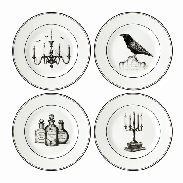Lenox Vintage Halloween 4-Piece Dessert Plate Set Multi, WHITE PORCELAIN 891431