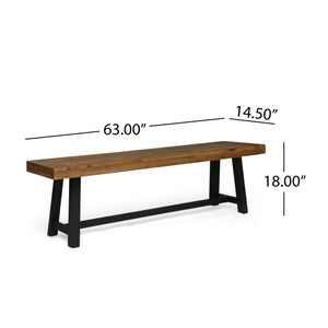 English Elm Acacia Slatted Outdoor Dining Bench Set of Two Solid Hardwood Patio Seating 63086.00MP1